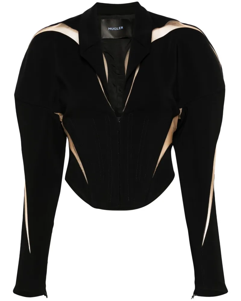 Thierry Mugler Spiral Illusion Jacke mit Corsage - Schwarz Schwarz
