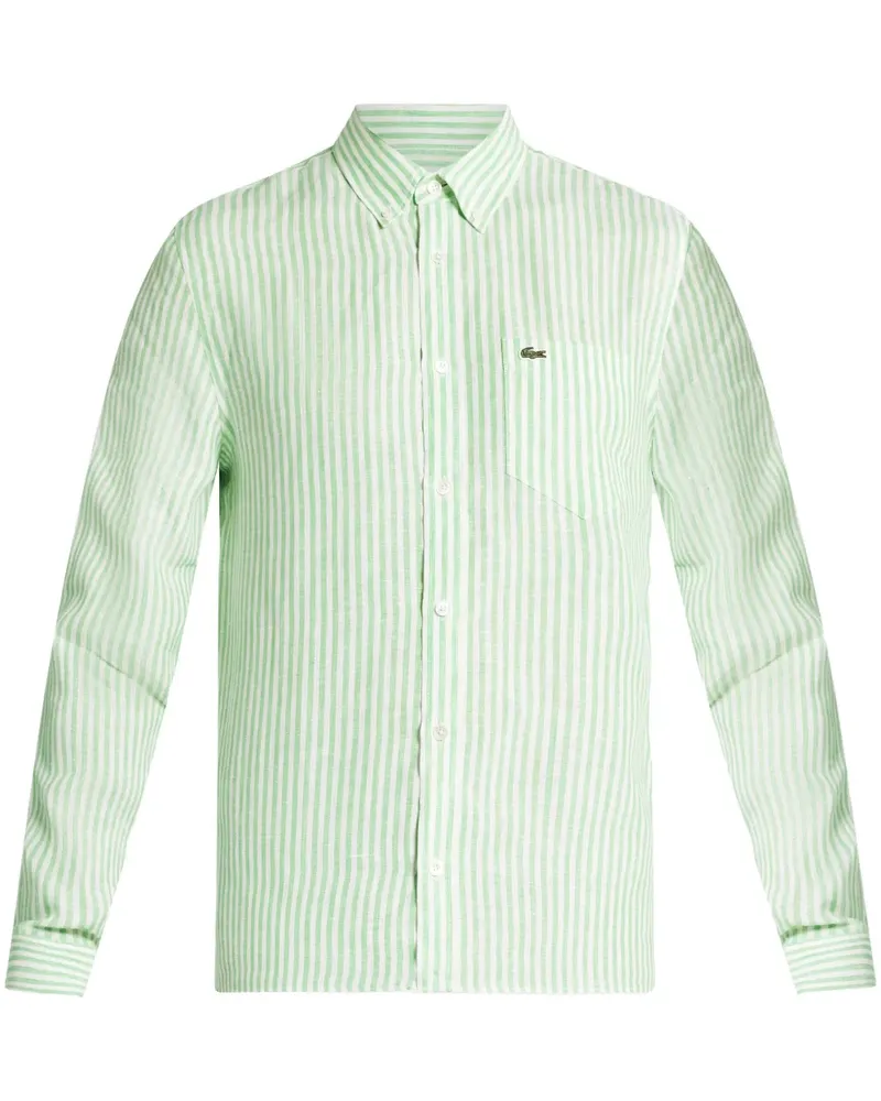 Lacoste Gestreiftes Hemd aus Leinen - Weiß Weiß