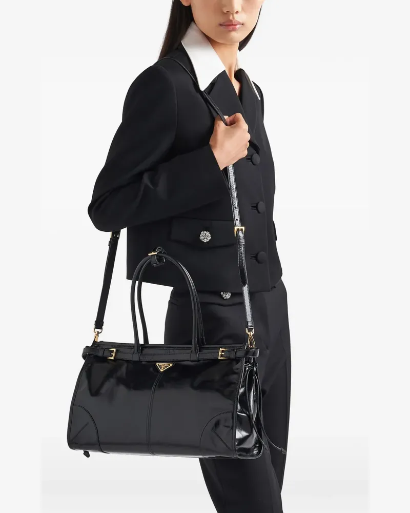 Prada Bonnie large leather handbag - Schwarz Schwarz