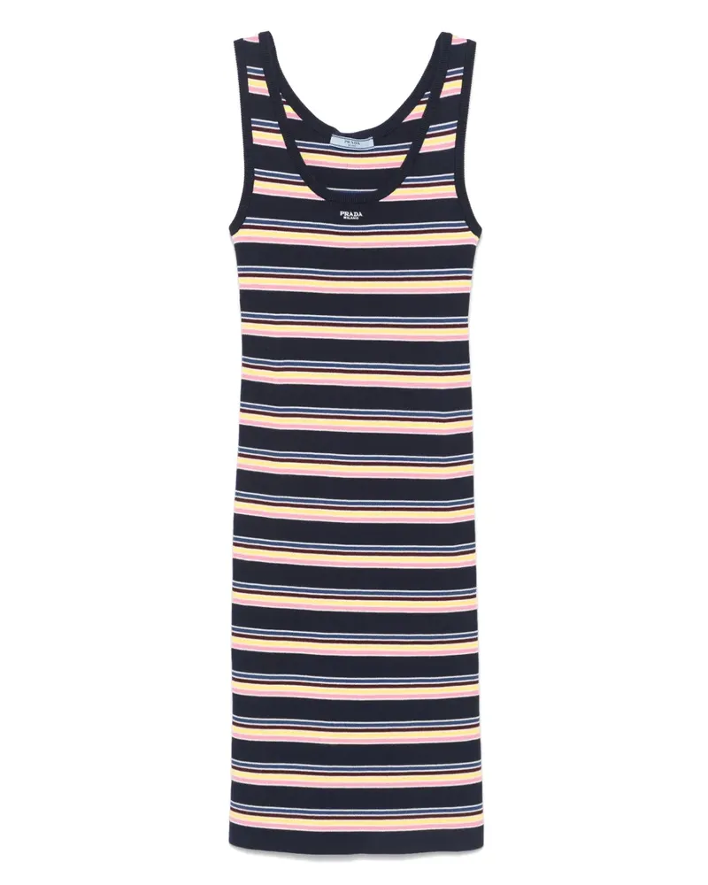 Prada Gestreiftes Midikleid - Blau Blau