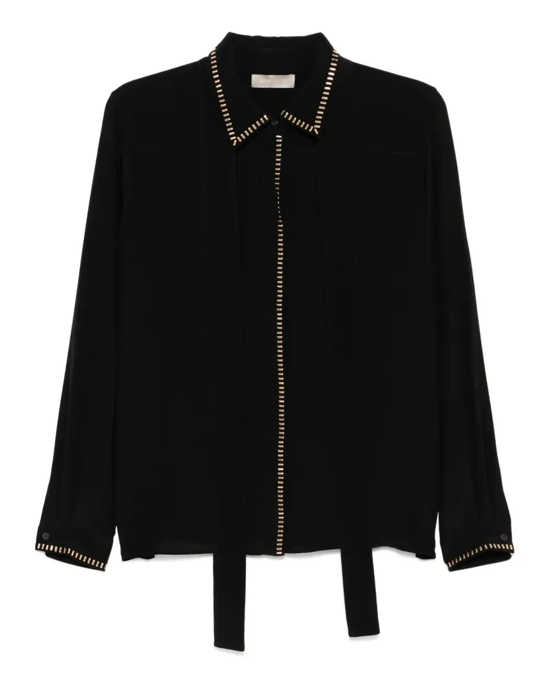 Elie Saab Seidenhemd mit Nieten - Schwarz Schwarz