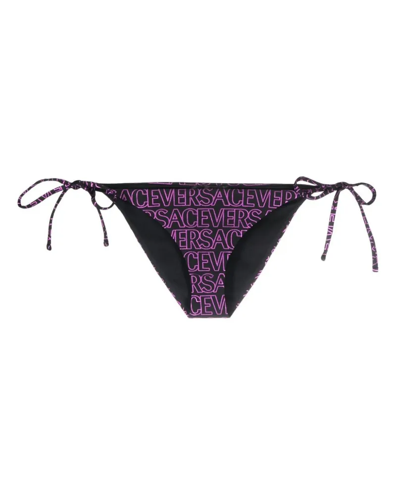 Versace Bikinihöschen mit Blatt-Print - Schwarz Schwarz