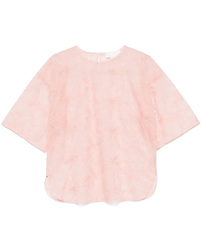 Genny T-Shirt mit Blumenstickerei - Rosa Rosa