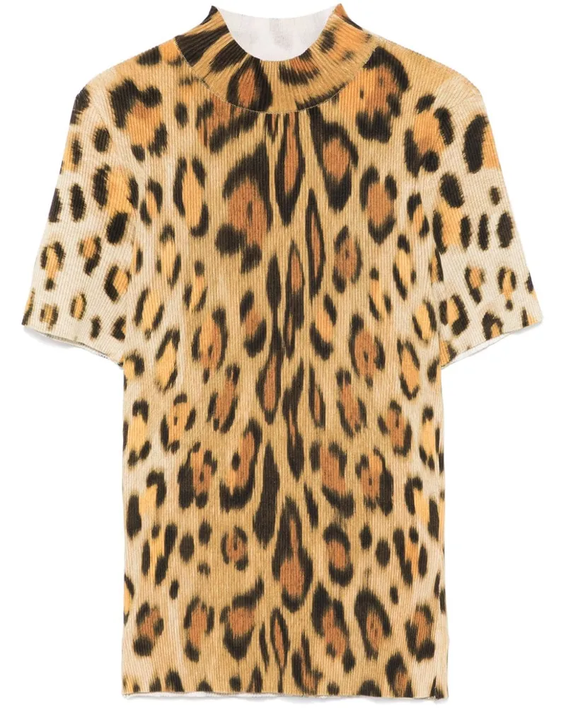 Oscar de la Renta T-Shirt mit Jaguar-Muster - Gelb Gelb