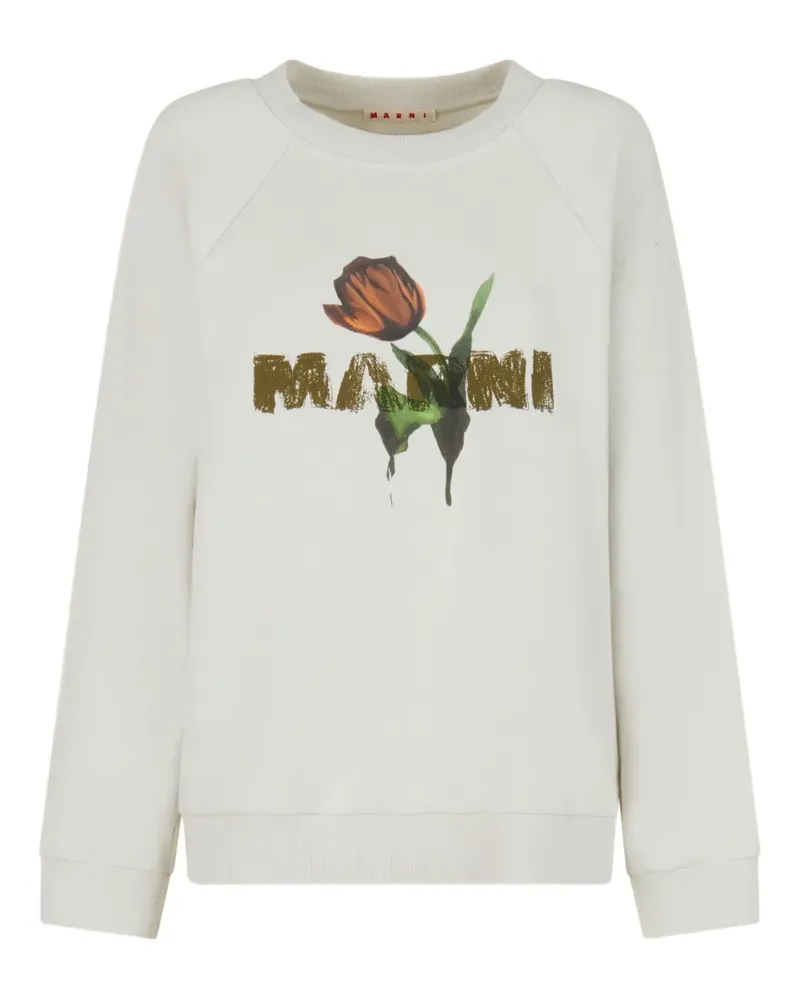 Marni Sweatshirt mit Blumen-Print - Weiß Weiß