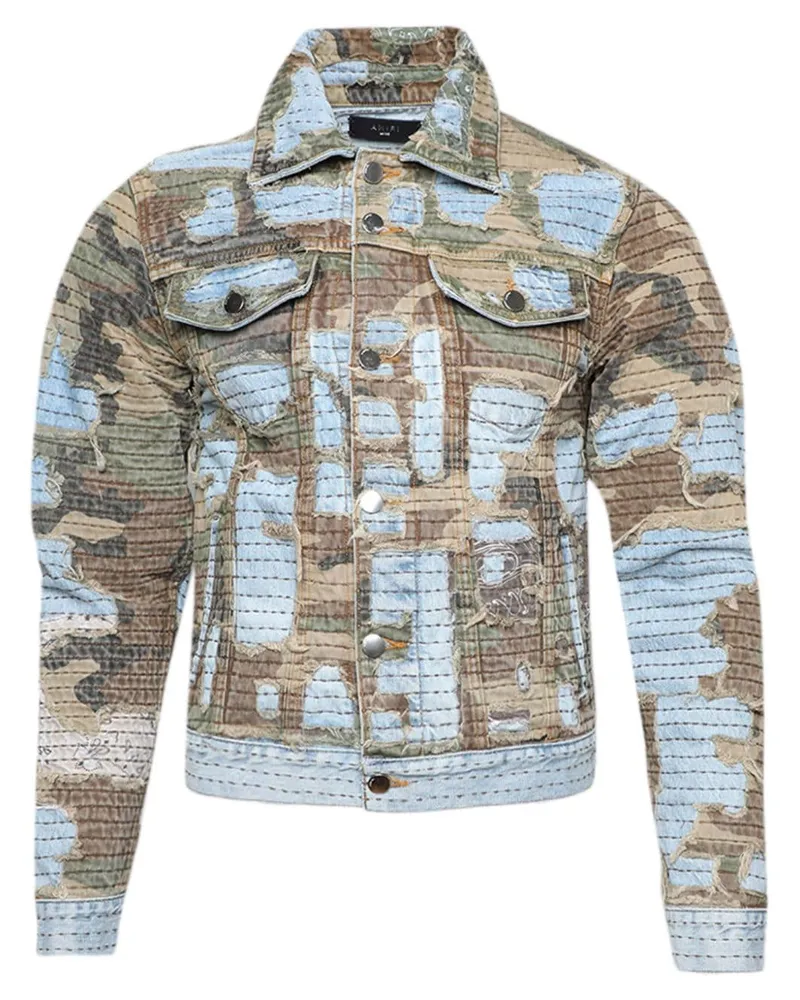 Amiri Camo Boro Repair Jeansjacke - Grün Grün