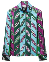 Emilio Pucci Seidenhemd mit Girandole-Print Blau