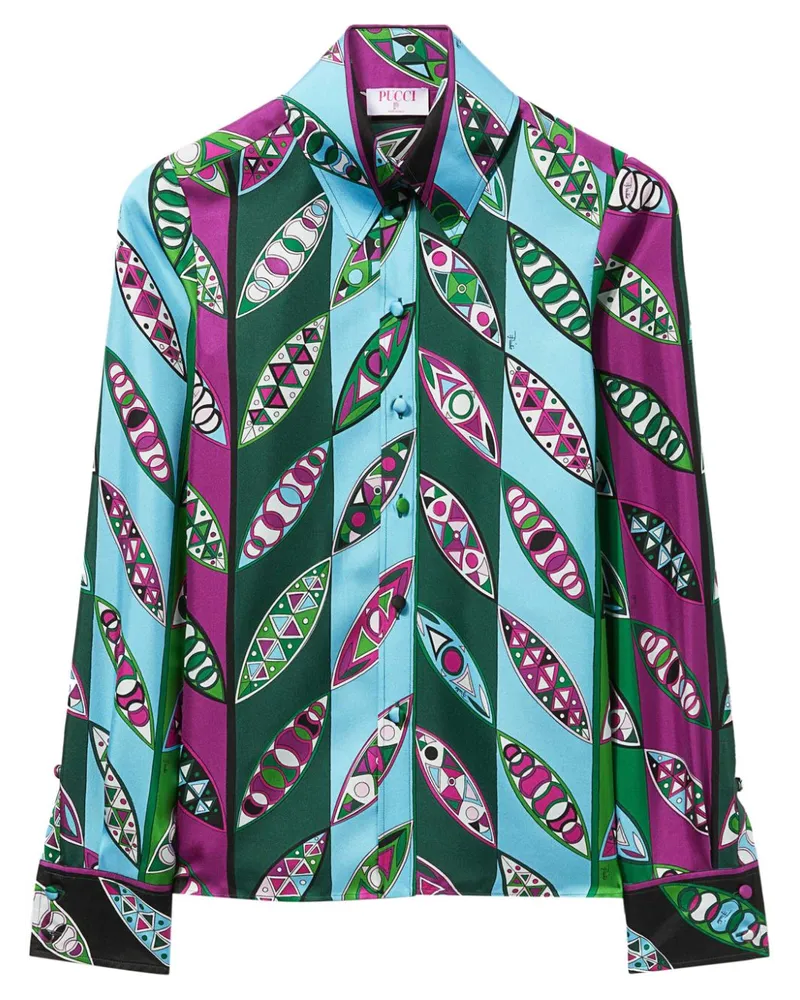 Emilio Pucci Seidenhemd mit Girandole-Print - Blau Blau