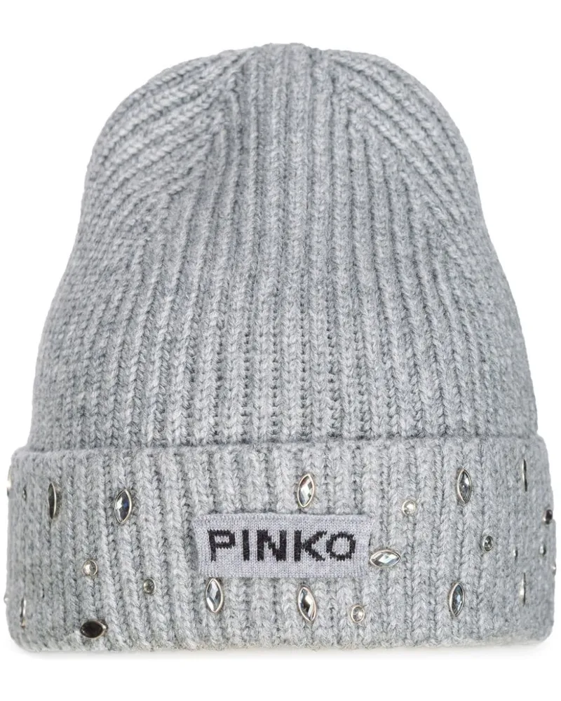 Pinko Clara Mütze mit Kristallen - Grau Grau