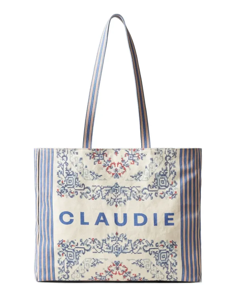 Claudie Pierlot figurative-pattern logo-print beach bag - Nude Nude