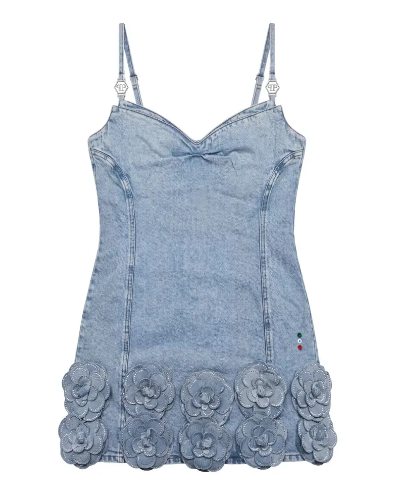 Philipp Plein Denim-Minikleid mit Strass - Blau Blau