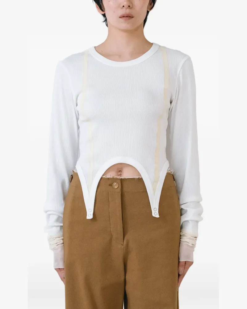Muller of Yoshiokubo ribbed-knit curved-hem top - Weiß Weiß