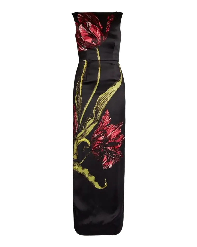 Erdem Maxikleid mit Blumen-Print - Schwarz Schwarz