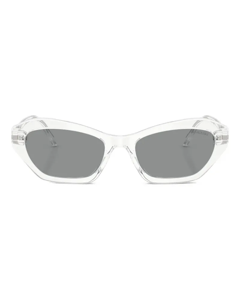 Swarovski Geometrische Sonnenbrille mit Kristallverzierung - Weiß Weiß