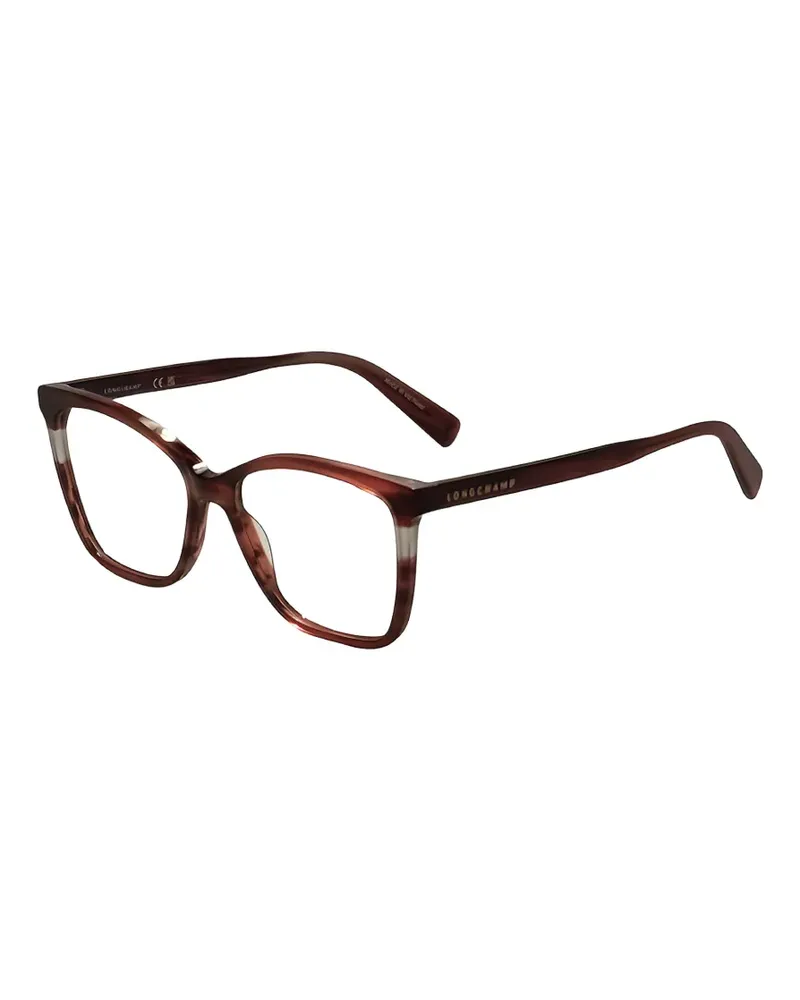Longchamp Gestreifte Brille mit eckigem Gestell - Rot Rot
