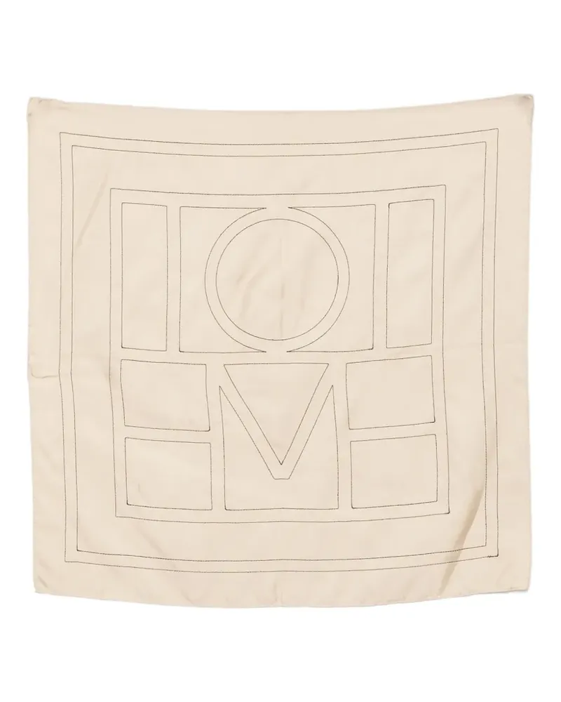 Totême embroidered monogram scarf - Nude Nude