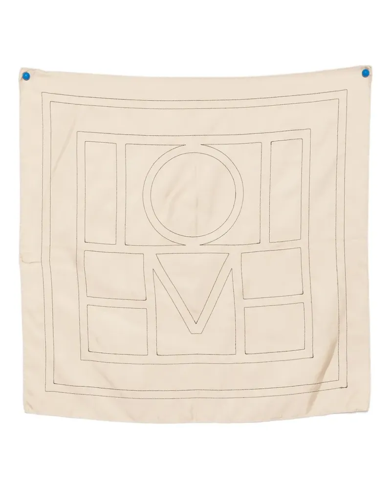 Totême embroidered monogram scarf - Nude Nude