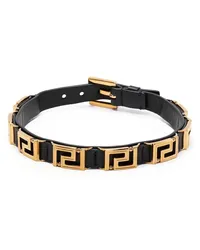 Versace Greca Choker aus Leder Schwarz