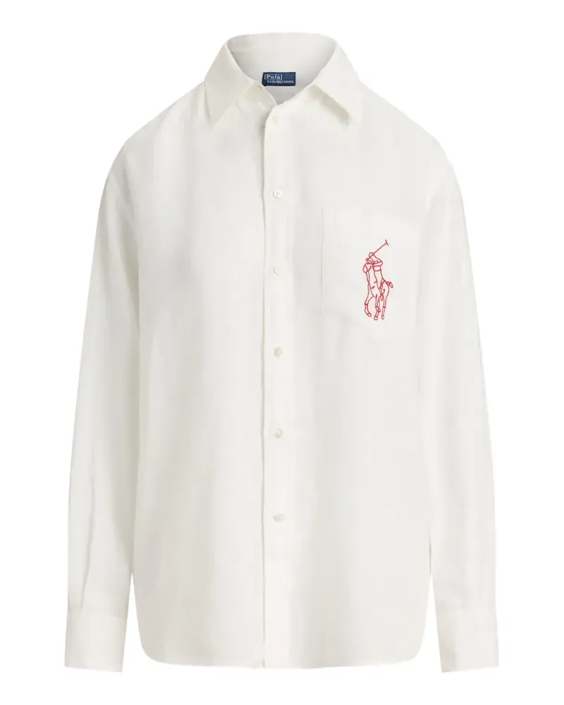 Ralph Lauren Besticktes Oversized-Hemd - Weiß Weiß
