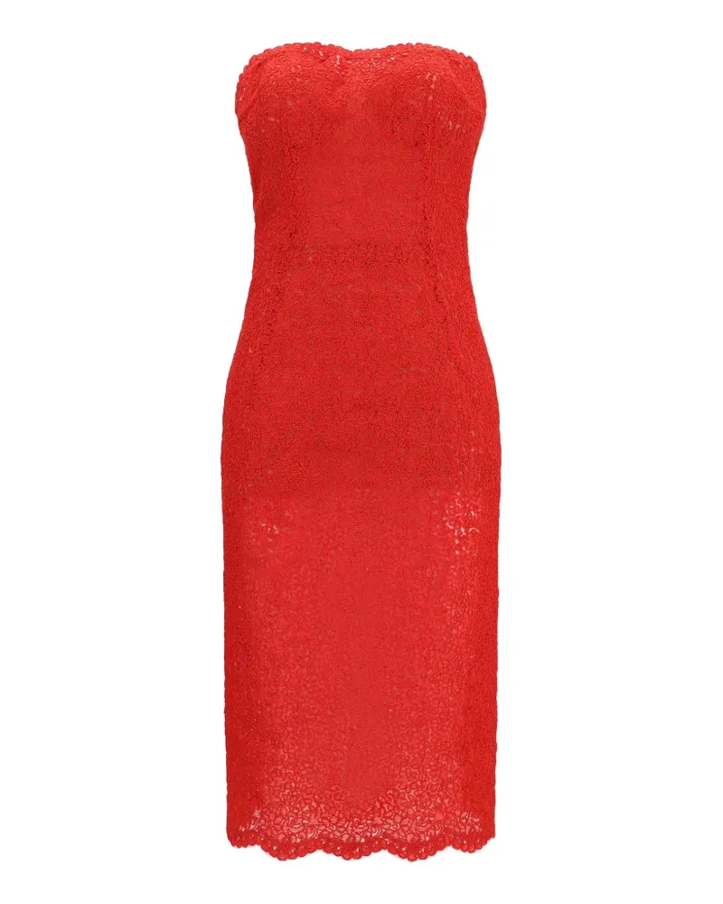 Ermanno Scervino strapless floral-lace midi dress - Rot Rot