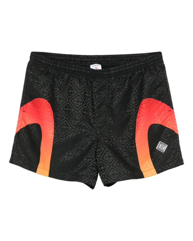 Casablanca Paris Badeshorts aus Monogramm-Jacquard - Schwarz Schwarz