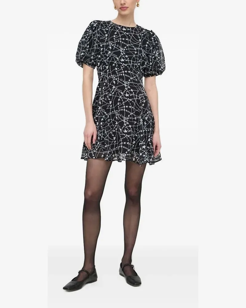 Silvian Heach Puffärmel-Kleid mit Stern-Print - Schwarz Schwarz