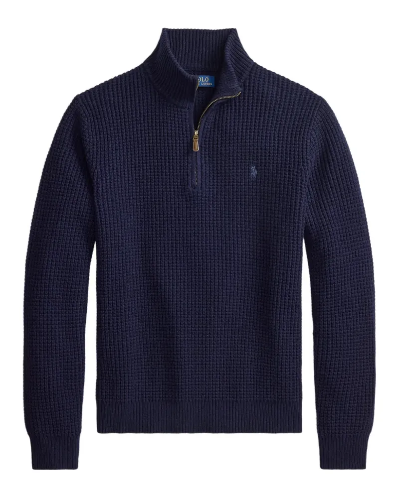 Ralph Lauren Waffelstrick-Pullover mit Viertelreißverschluss - Blau Blau