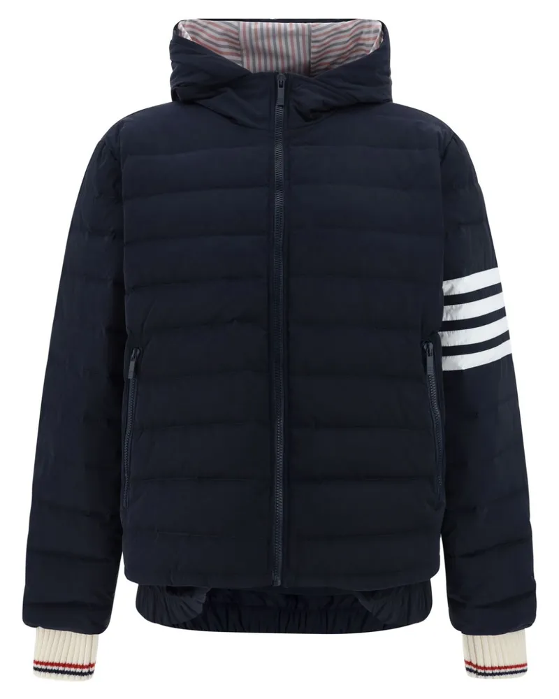 Thom Browne Daunenjacke mit Logo-Streifen - Blau Blau