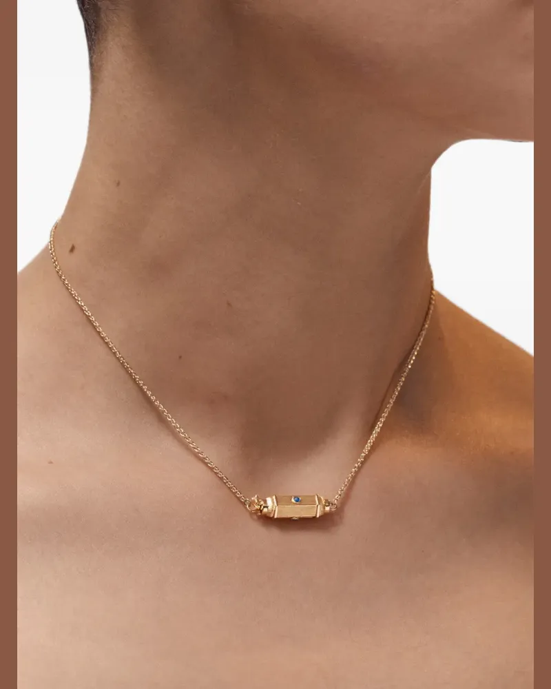 Marie Lichtenberg micro Coco sapphire locket necklace - Gold Gold