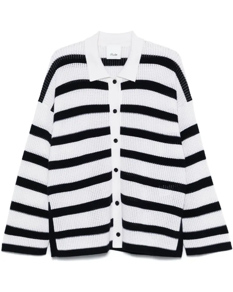 ALLUDE Gestreifter Cardigan - Weiß Weiß