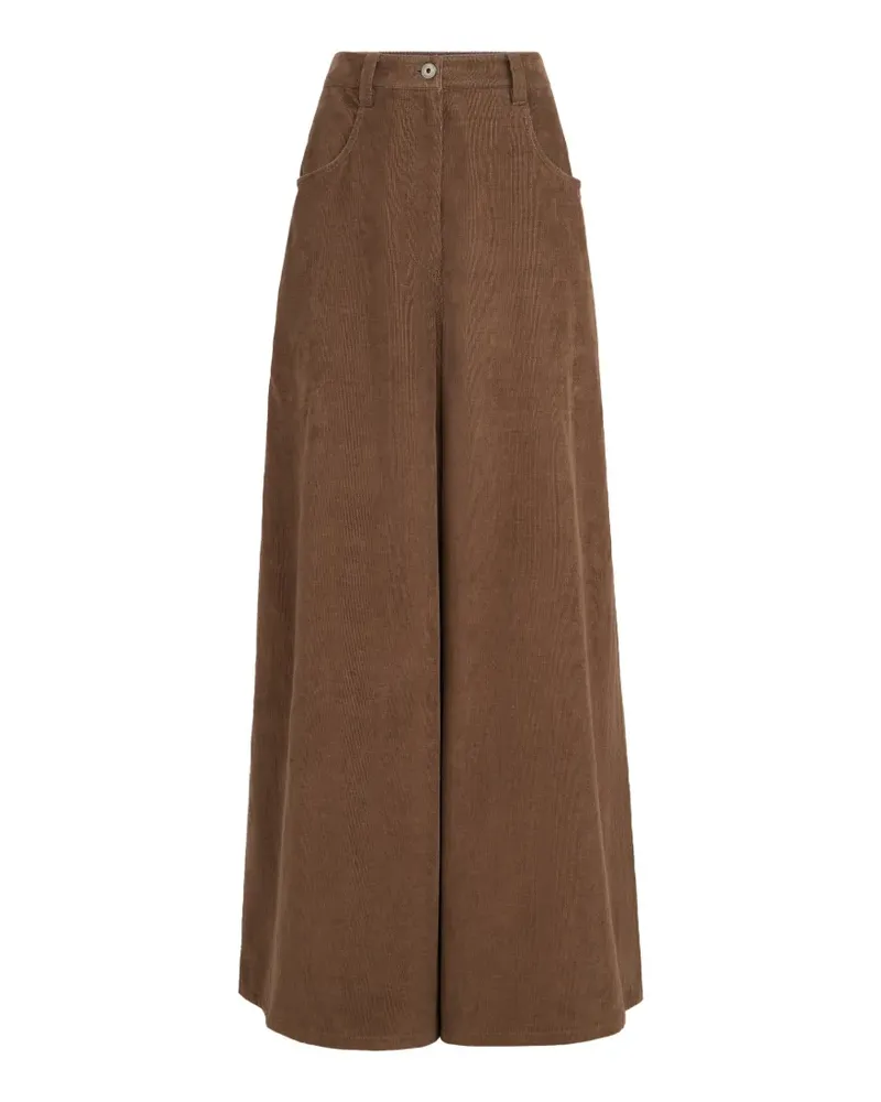 Brunello Cucinelli Maxi Cordhose aus Baumwoll-Kaschmir mit fünf Taschen und Monili - Braun Braun