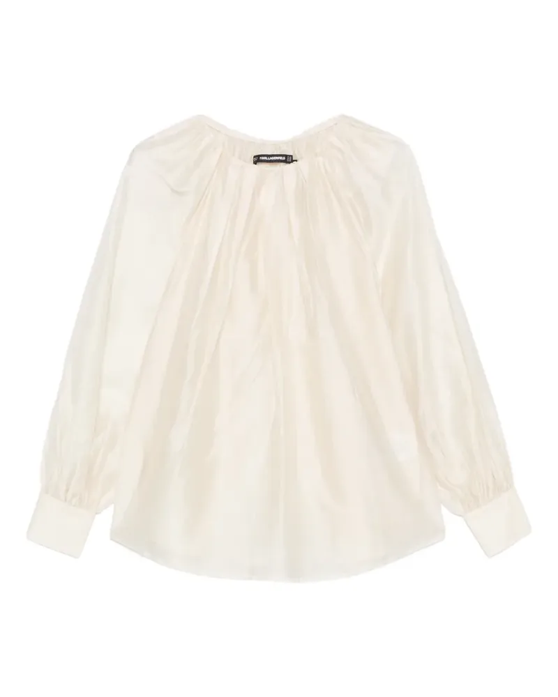 Karl Lagerfeld gathered long-sleeve blouse - Nude Nude