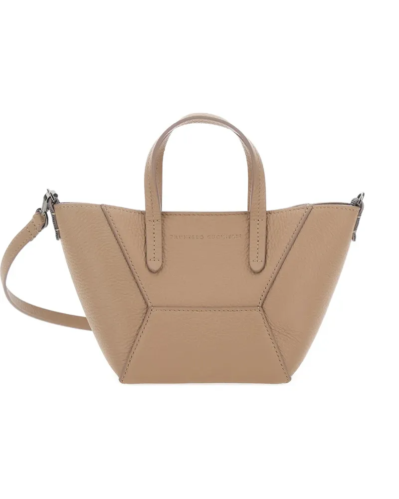 Brunello Cucinelli mini BC Duo leather tote bag - Nude Nude