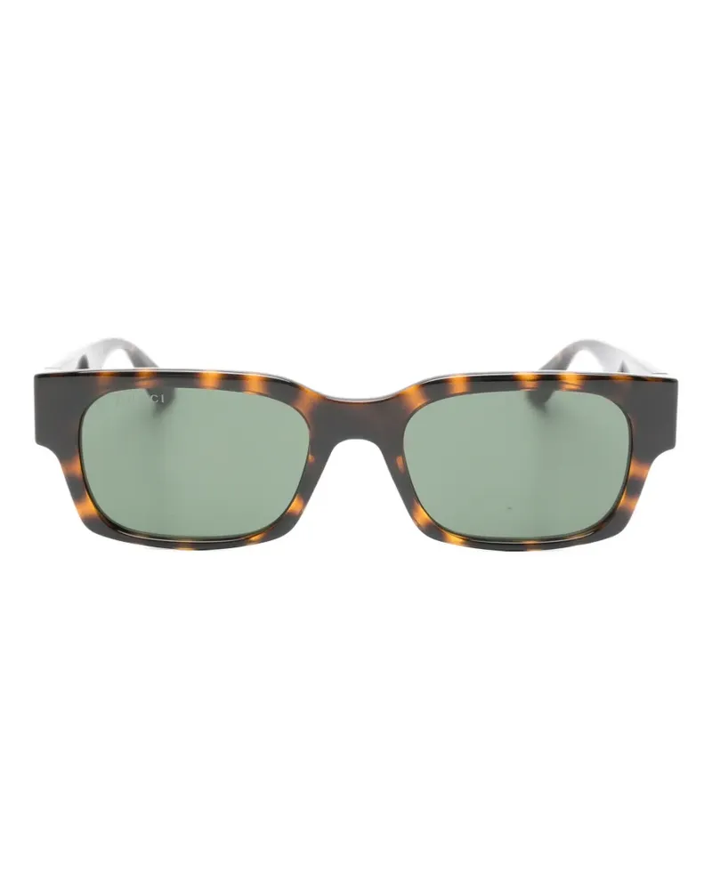 Gucci Eckige Sonnenbrille in Schildpattoptik - Braun Braun