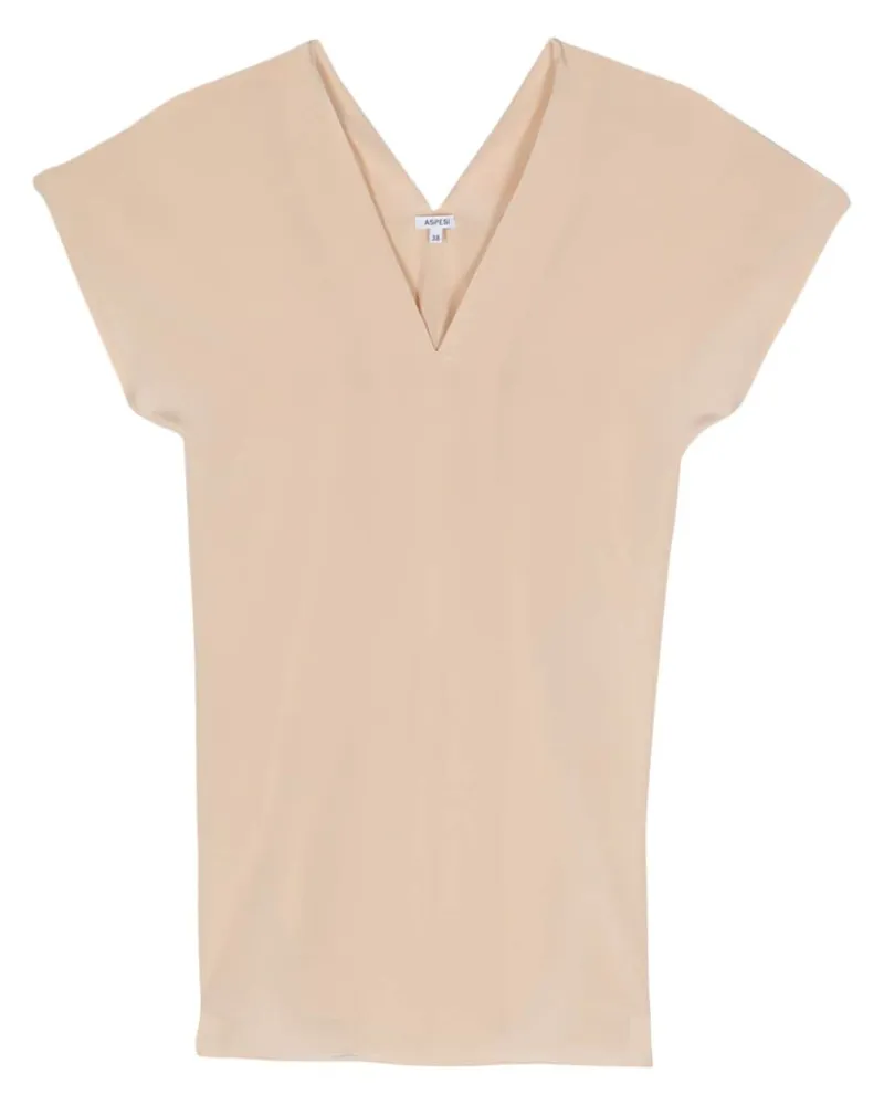 ASPESI Seidenbluse mit V-Ausschnitt - Nude Nude