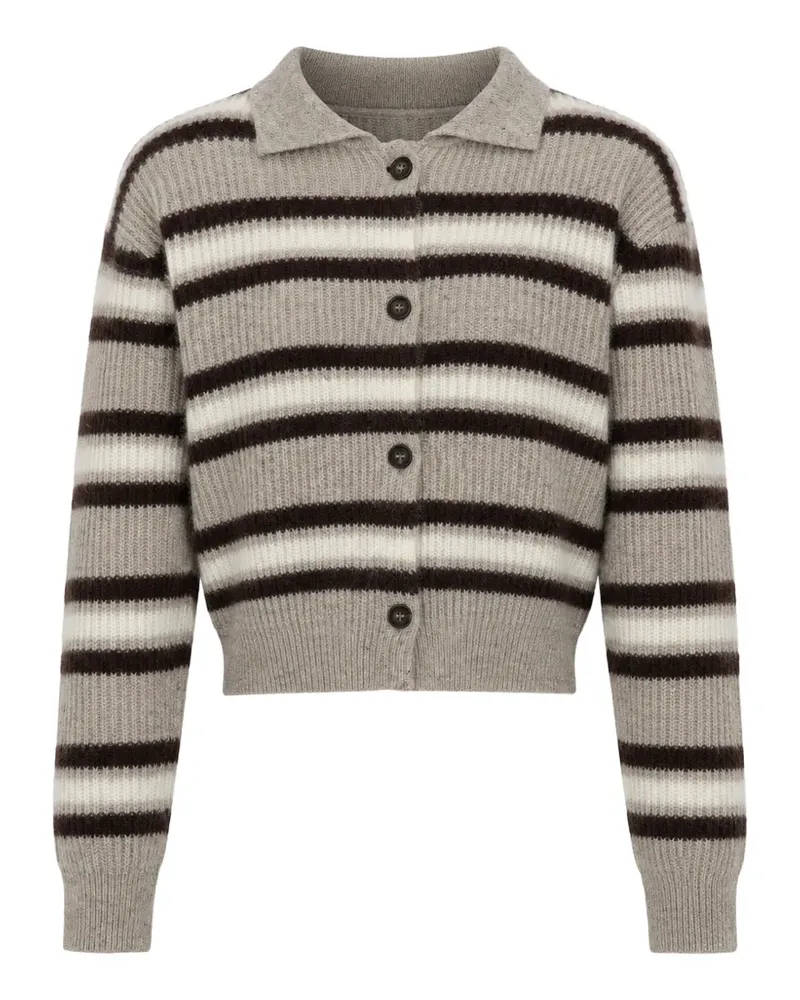 Brunello Cucinelli Gerippter Cardigan mit Streifen - Grau Grau