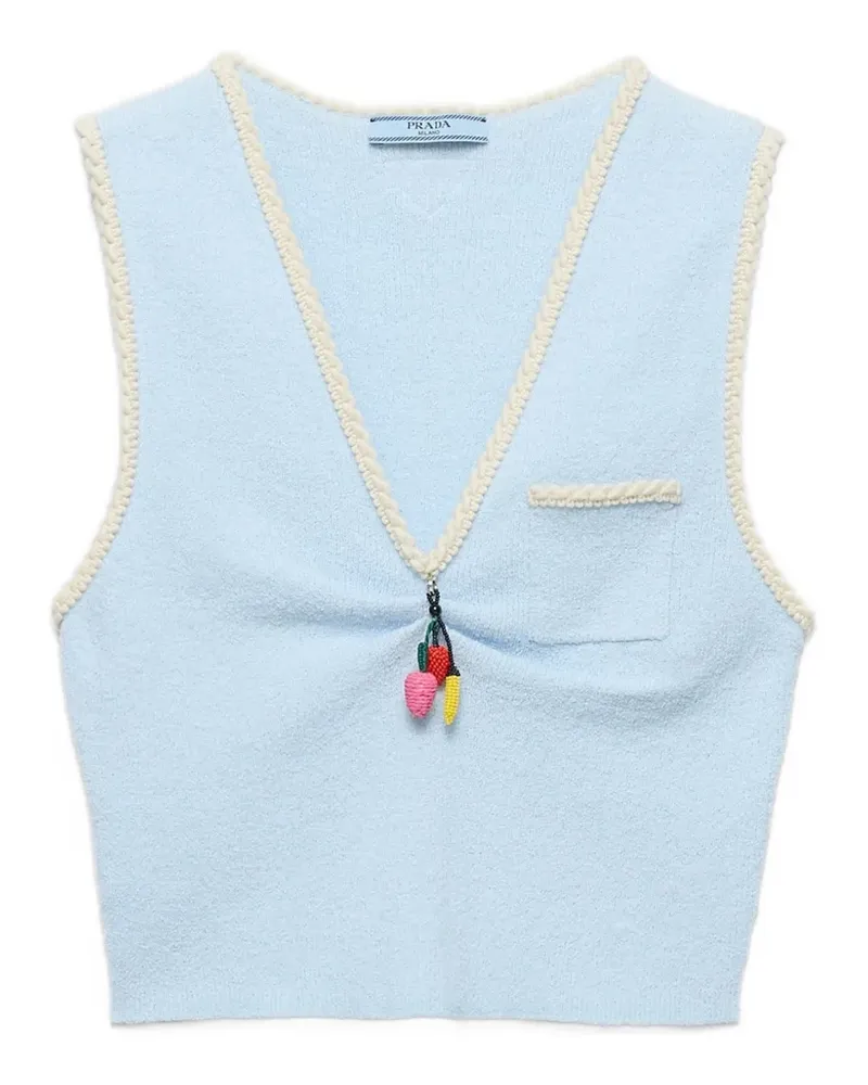 Prada Kurzes Bouclé-Top - Blau Blau