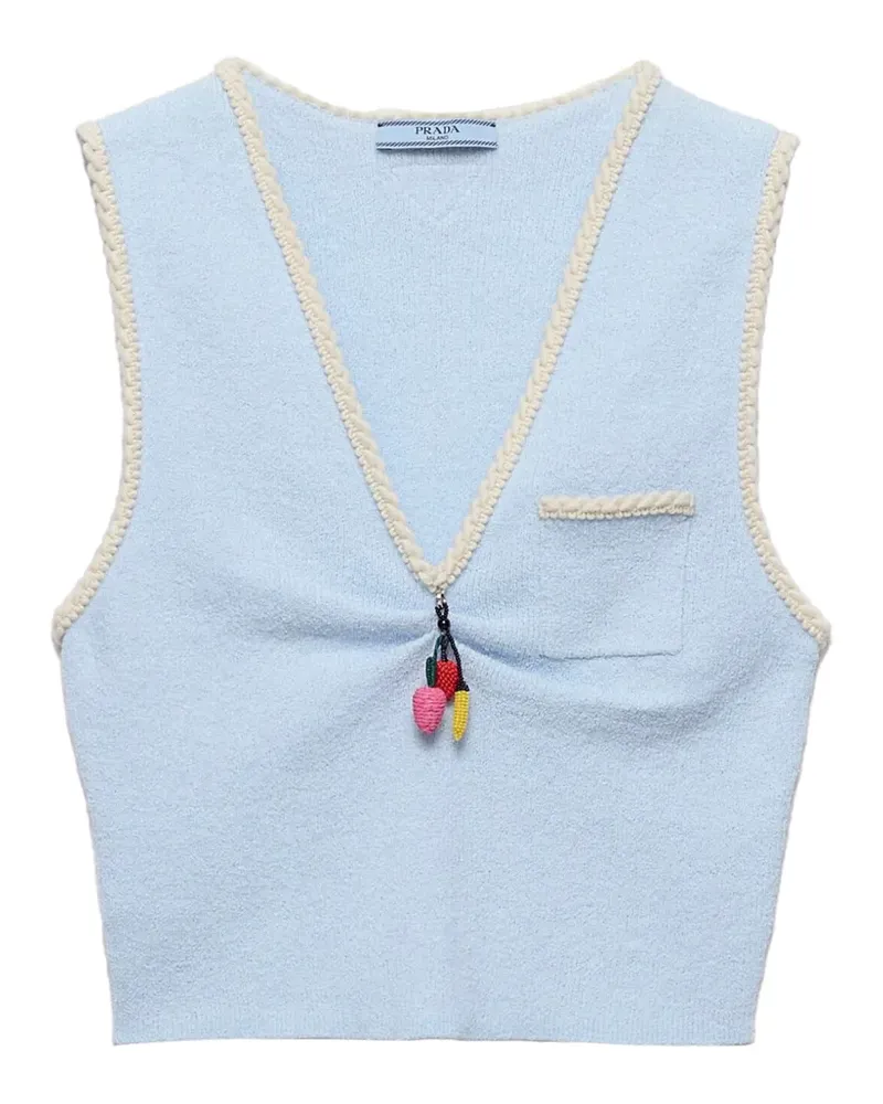 Prada Kurzes Bouclé-Top - Blau Blau