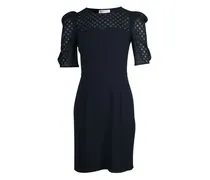 Puffärmel-Kleid mit Spitzeneinsätzen - Blau