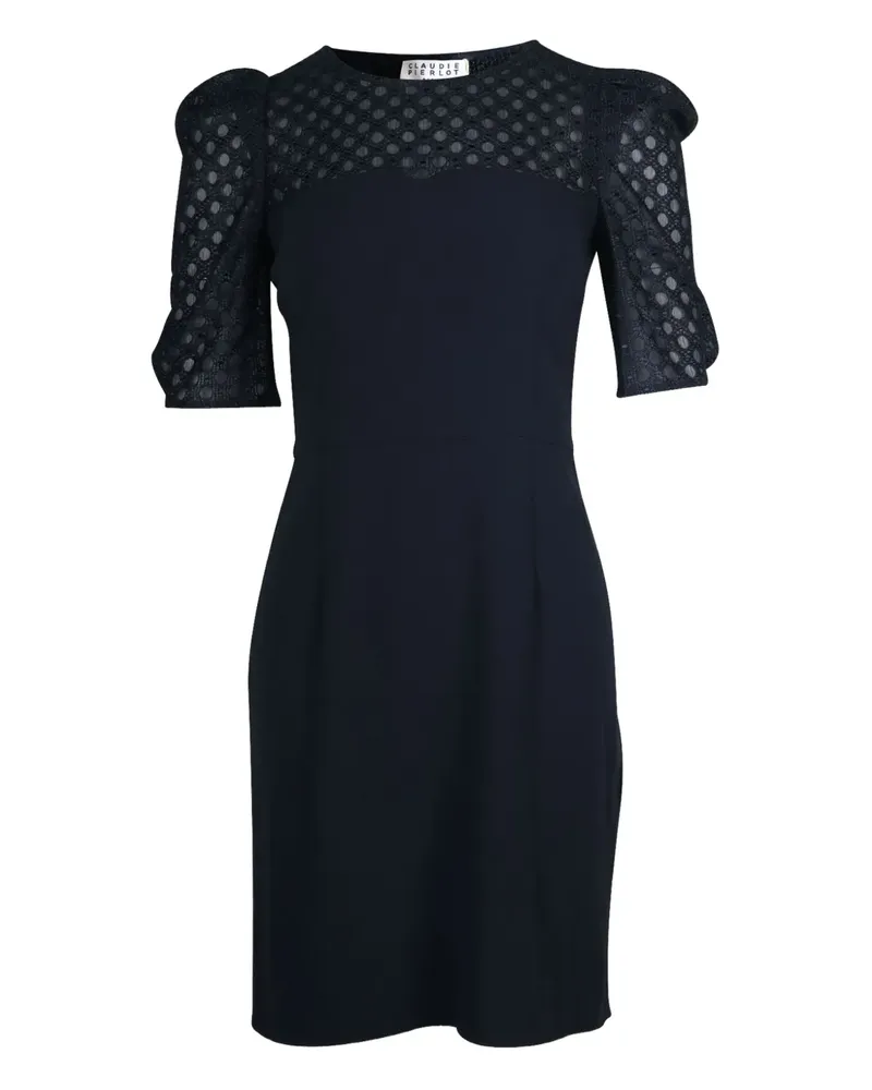 Claudie Pierlot puff-sleeve lace-insert dress - Blau Blau