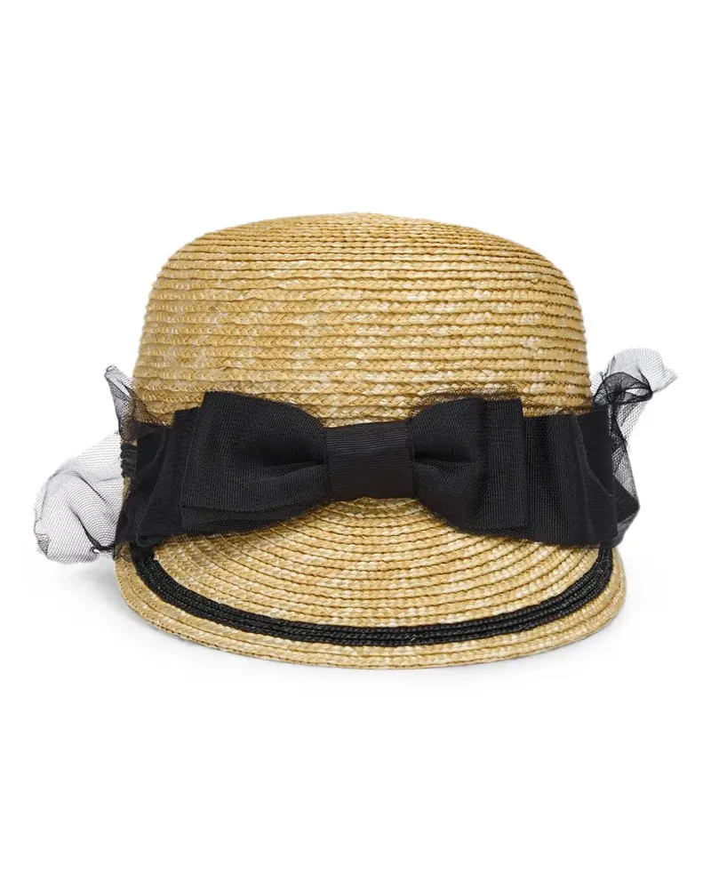 CA4LA bow-embellished straw hat - Nude Nude
