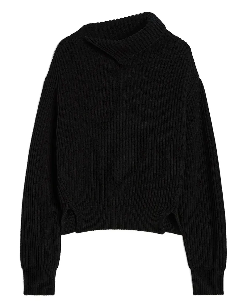 Jil Sander Gerippter Pullover - Schwarz Schwarz