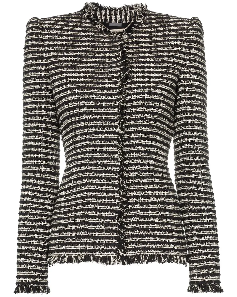 Alexander McQueen Ausgefranste Tweedjacke - Schwarz Schwarz