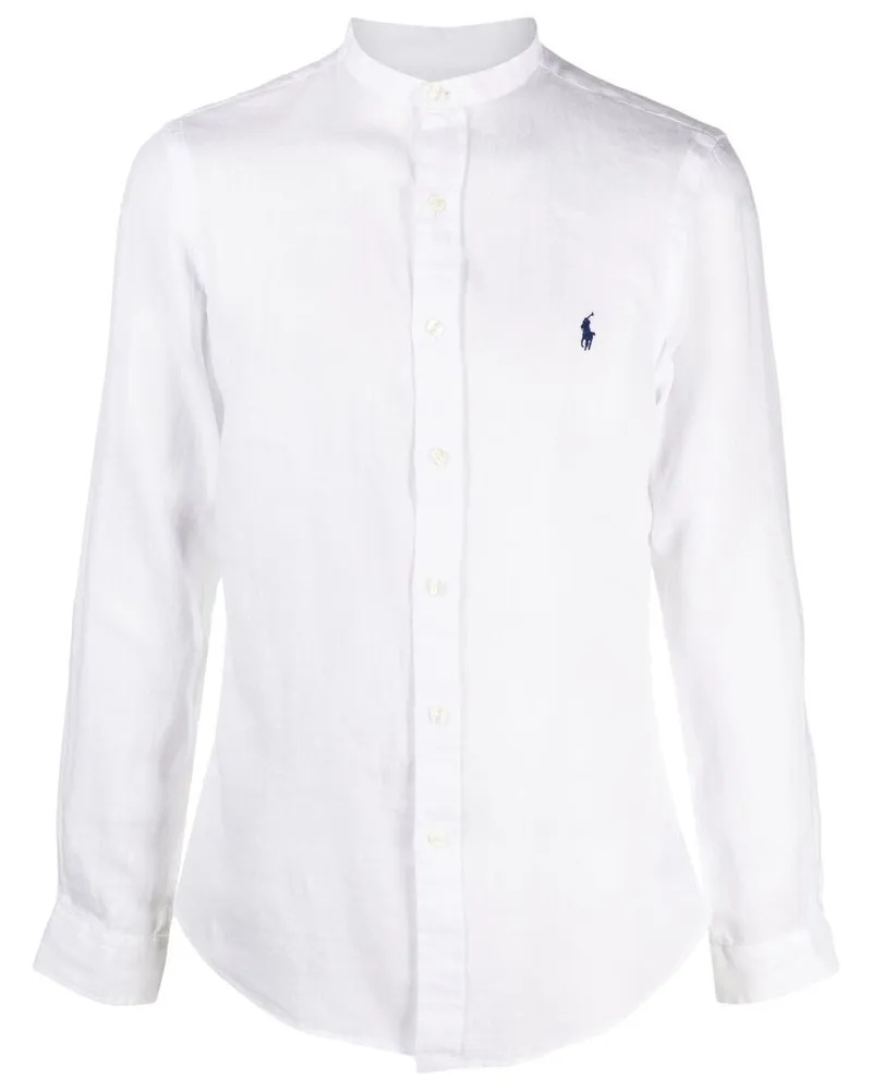 Ralph Lauren Polo Pony Hemd ohne Kragen - Weiß Weiß