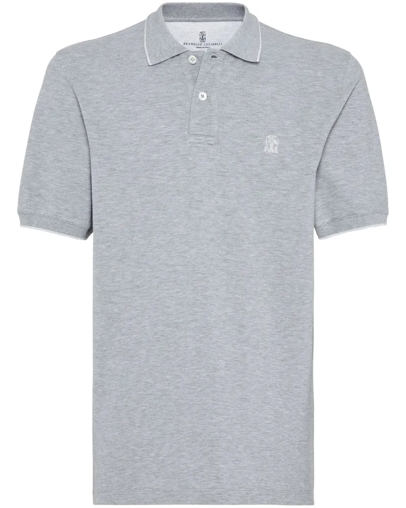 Brunello Cucinelli Poloshirt mit Logo-Stickerei - Grau Grau