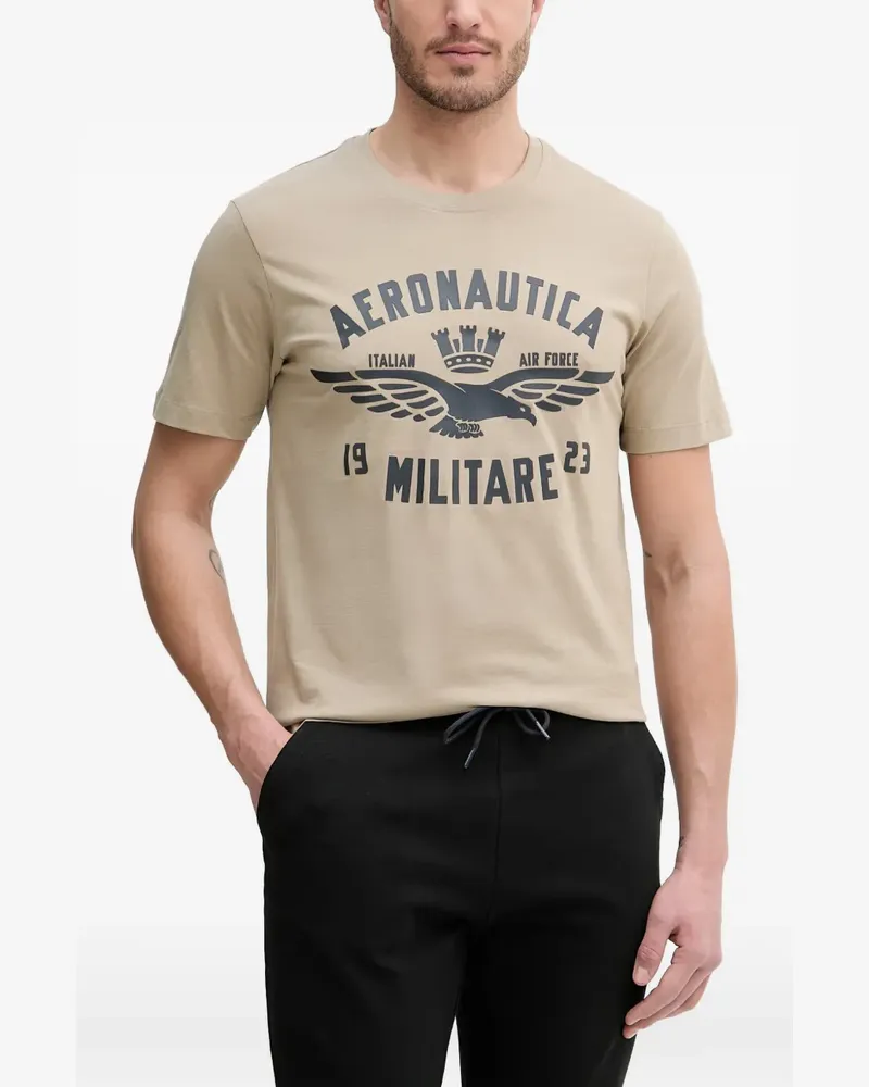 Aeronautica Militare logo-print short-sleeve T-shirt - Nude Nude