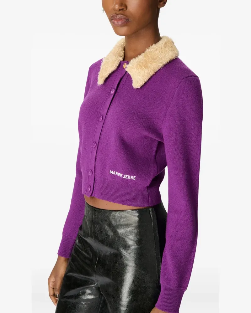 Marine Serre Cardigan im Cropped-Design - Violett Violett