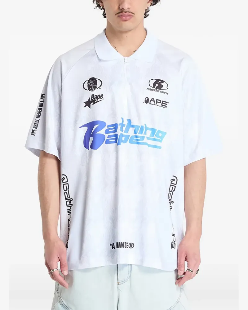 BAPE flame-print half-zip jersey - Weiß Weiß