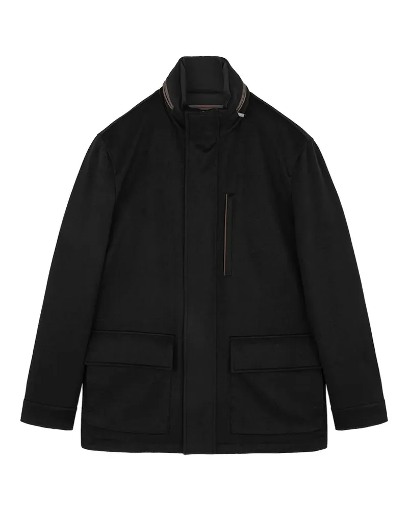 Paul & Shark wool high-neck single-breasted coat - Schwarz Schwarz