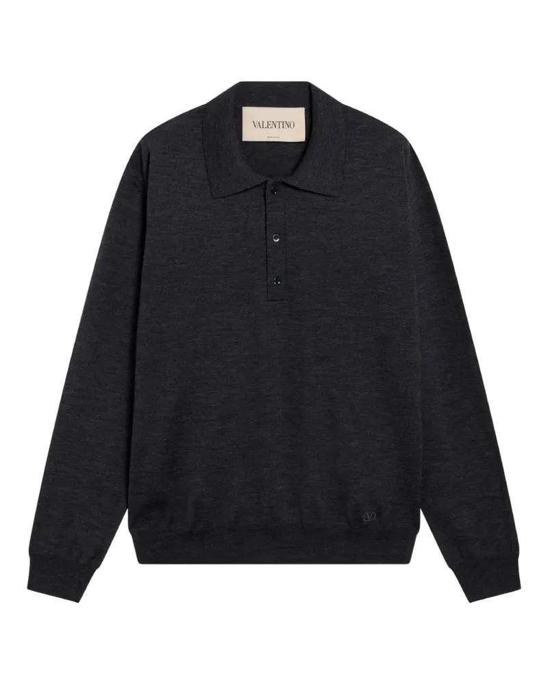 Valentino Garavani wool polo with VLogo embroidery - Grau Grau